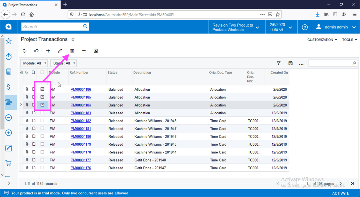 Acumatica Tips & Tricks: How to Enable Mass Delete Records – NexVue